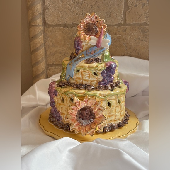 Blue Sky Autumn Birthday Cake Candle House 2006 Collectible Ceramic Candle - Picture 9 of 10